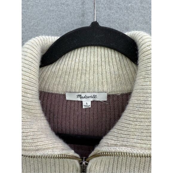 Madewell Glenbrook Half-Zip Pullover Sweater in Colorblock Merino Wool Size L - Picture 5 of 9